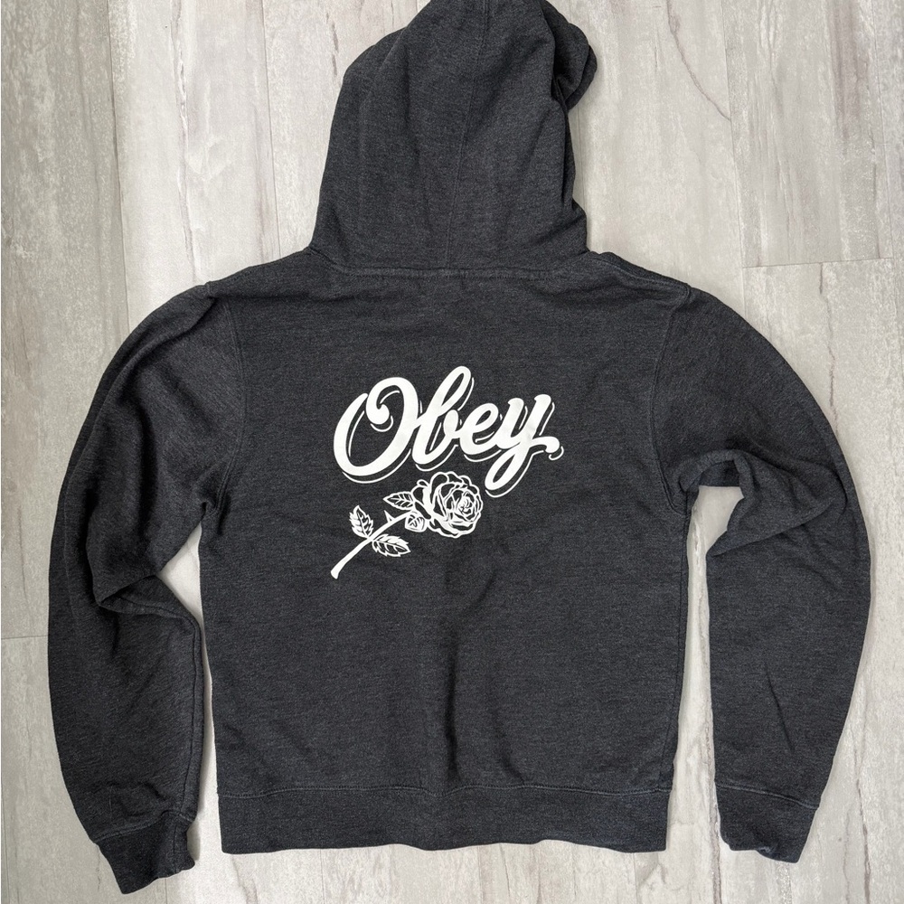 Obey Charcoal Hoodie with Rose Logo